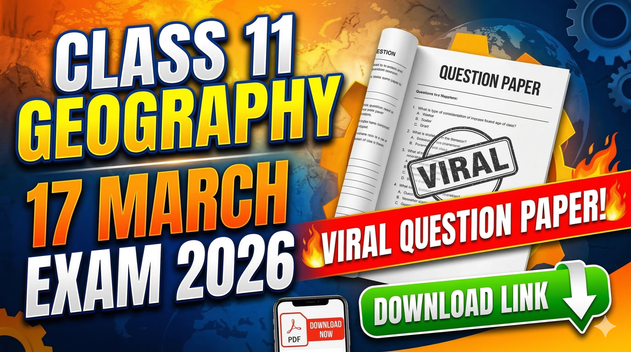 17 March Bihar Board Class 11th Geography Annual Exam 2026 Original Viral Question Paper Download Link