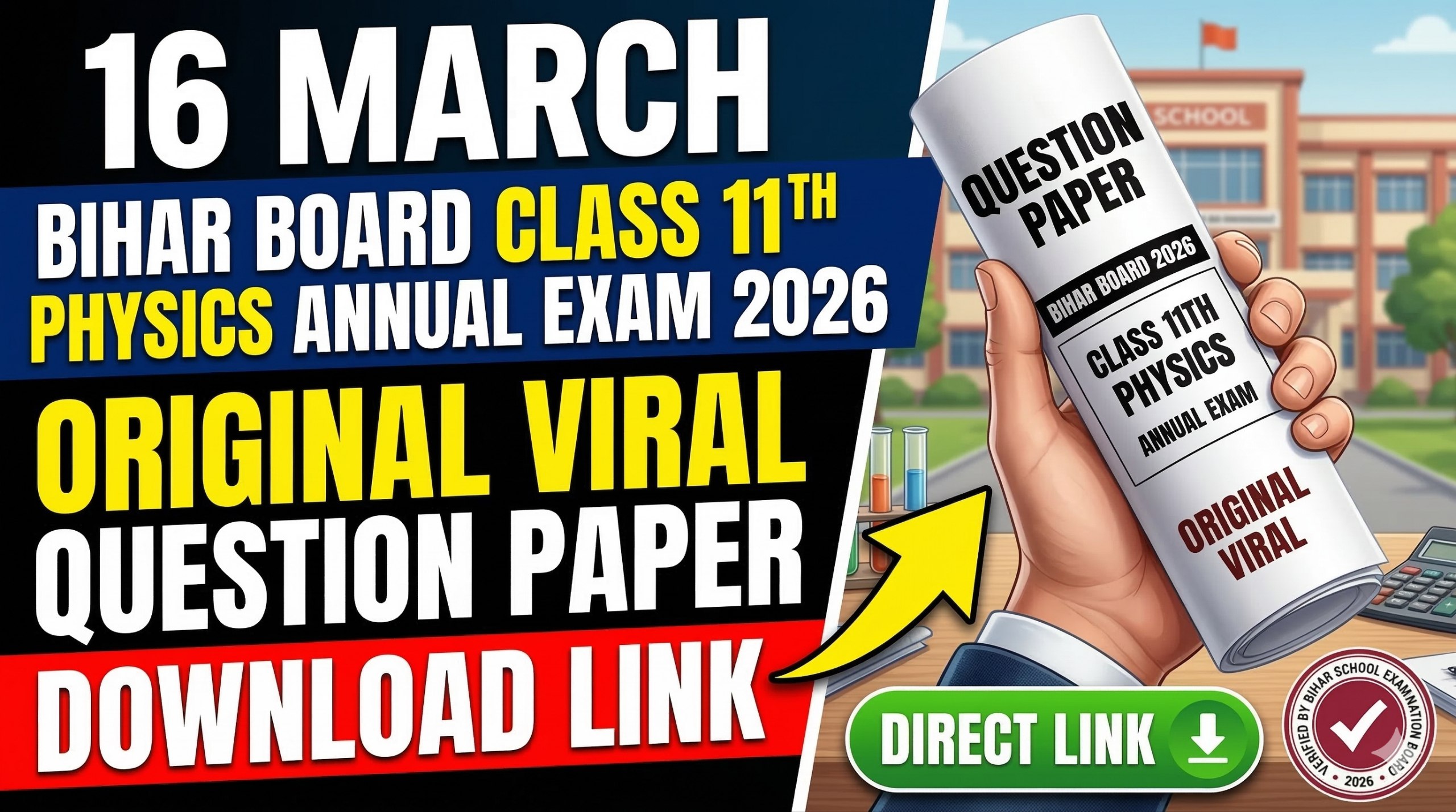 16 March Bihar Board Class 11th Physics Annual Exam 2026 Original Viral Question Paper Download Link